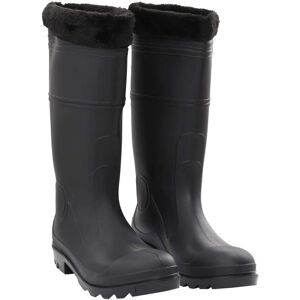 vidaXL Botas de agua con calcetines extraíbles negro número 45 PVC