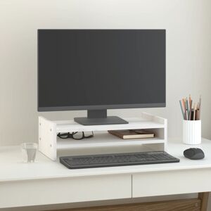 vidaXL Soporte de monitor madera maciza de pino blanco 50x27x15 cm