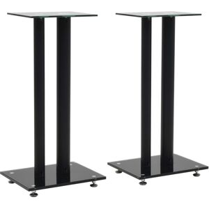 vidaXL Soportes altavoz vidrio templado diseño 2 pilares negro 2 uds