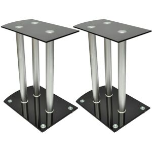 vidaXL Soporte para altavoz, de cristal negro y aluminio, 2 unidades