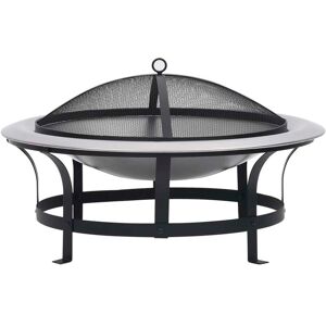 vidaXL Brasero de jardín con parrilla acero inoxidable 76 cm