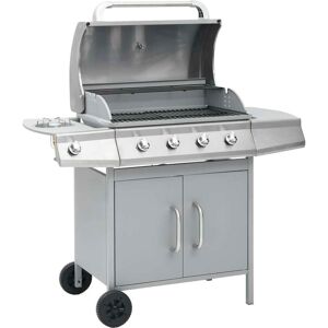 vidaXL Barbacoa grill de gas 4+1 quemadores plateada