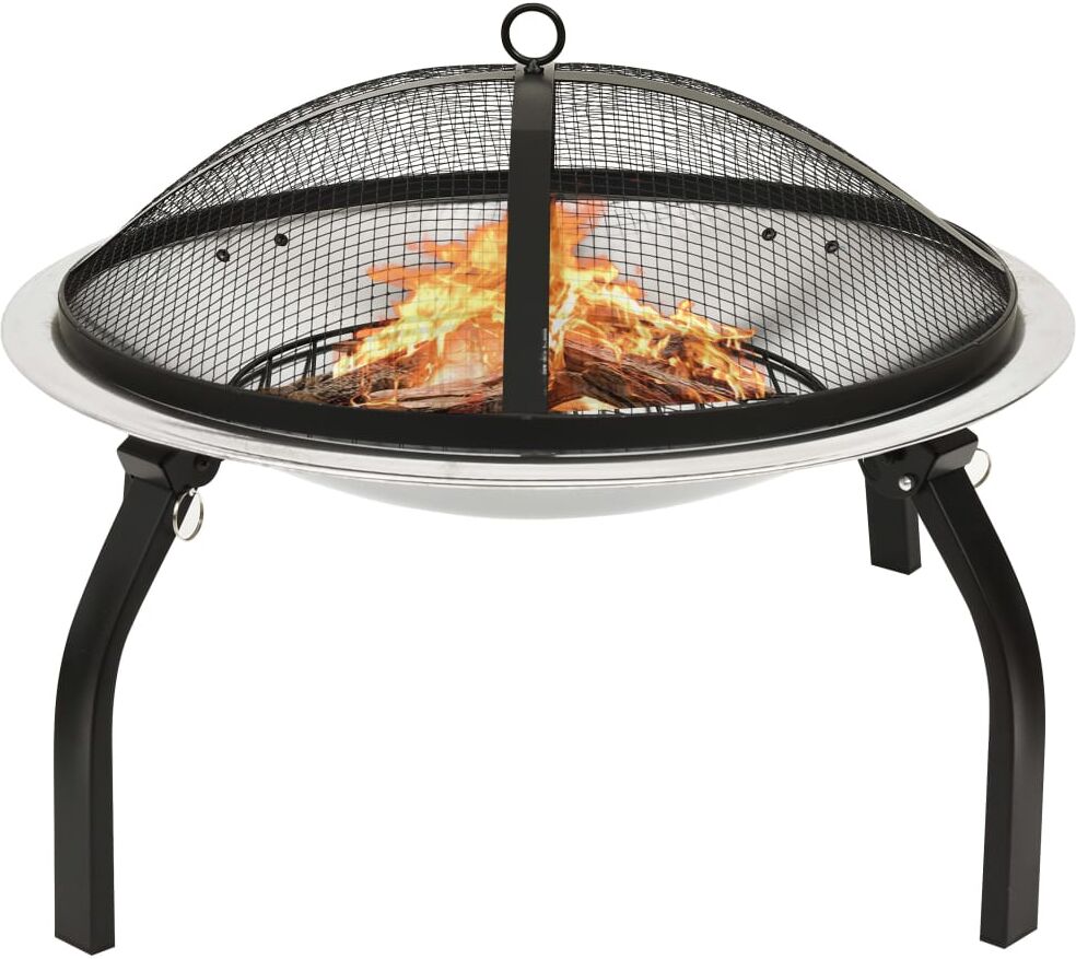 vidaXL Brasero y barbacoa 2 en 1 atizador acero inoxidable 56x56x49 cm