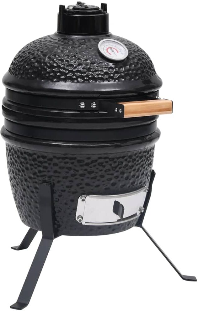 vidaXL Barbacoa 2 en 1 ahumadora Kamado de cerámica negro 56 cm