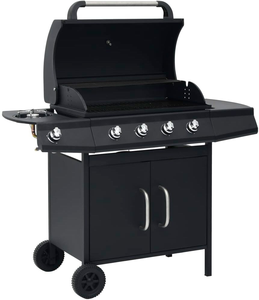 vidaXL Barbacoa grill de gas 4+1 quemadores negro