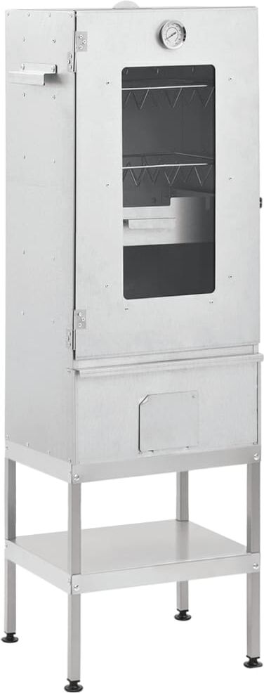 vidaXL Horno ahumador de barbacoa con mesa acero galvanizado