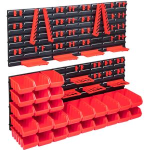 vidaXL Kit de cajas de almacenaje 103 pzas paneles de pared rojo/negro