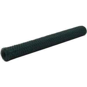 vidaXL Alambrada de gallinero acero revestimiento PVC verde 25x1,2 m