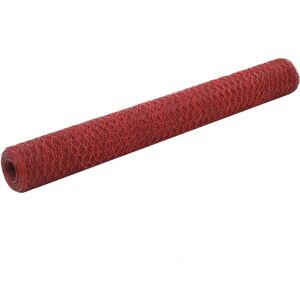 vidaXL Alambrada de gallinero acero revestimiento PVC rojo 25x1,2 m