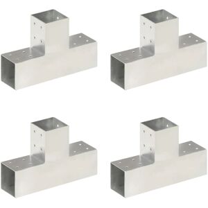 vidaXL Conectores de postes en T 4 uds metal galvanizado 81x81 mm