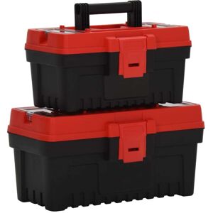 vidaXL Set de cajas de herramientas 2 pzas polipropileno negro y rojo