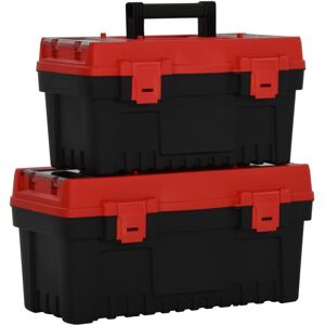 vidaXL Set de cajas de herramientas 2 pzas polipropileno negro y rojo