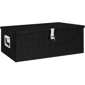 vidaXL Caja de almacenaje de aluminio negro 90x47x33,5 cm