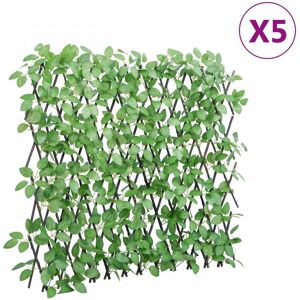 vidaXL Enrejado expansible hiedra artificial verde 5 uds 180x65 cm