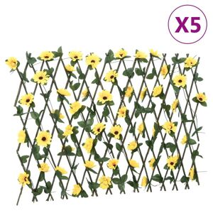 vidaXL Enrejado expansible hiedra artificial amarillo 5 uds 180x60 cm