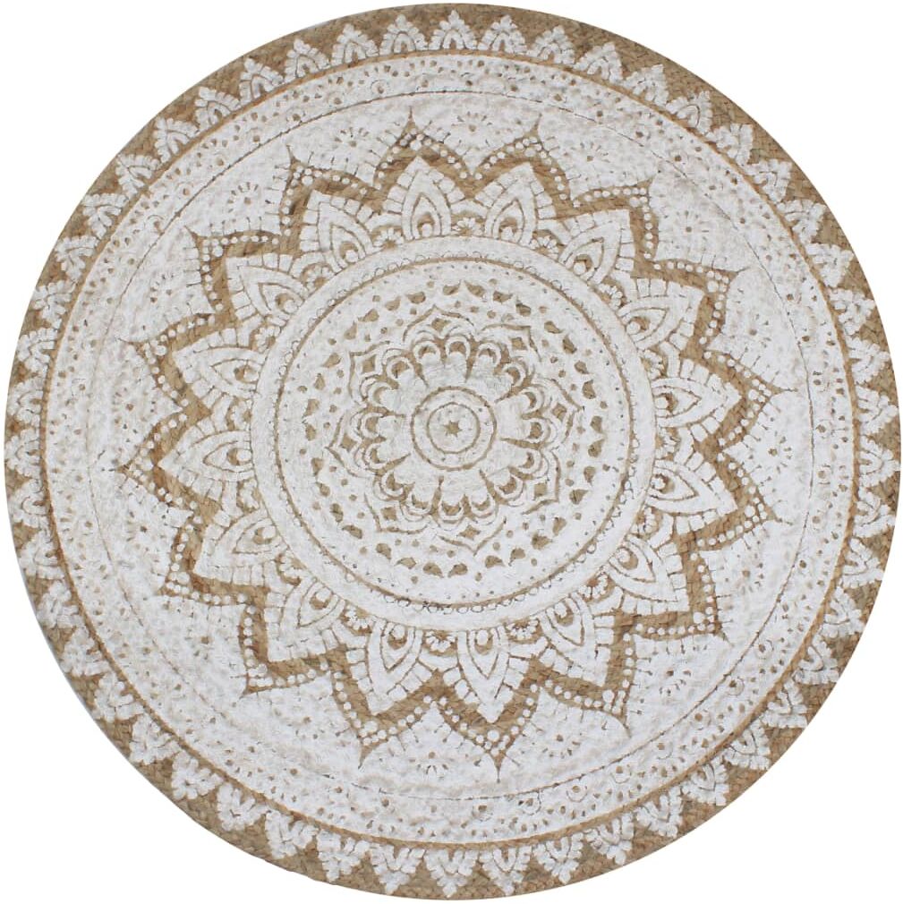 vidaXL Alfombra redonda 150 cm yute trenzado estampado vidaXL Alfombra redonda 150 cm yute trenzado estampado