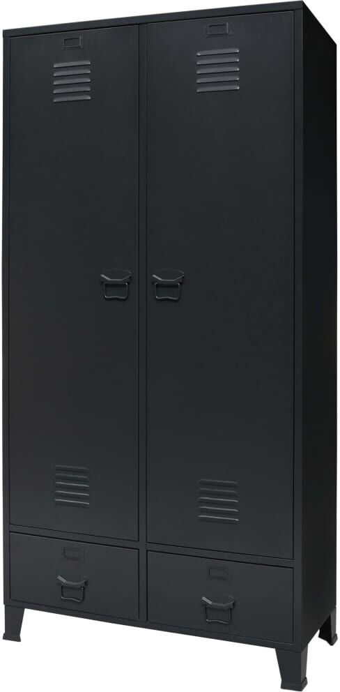 vidaXL Armario metálico de estilo industrial 90x40x180 cm negro vidaXL Armario metálico de estilo industrial 90x40x180 cm negro