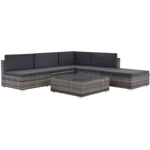 vidaXL Set de muebles de jardín 6 pzas y cojines ratán sintético gris