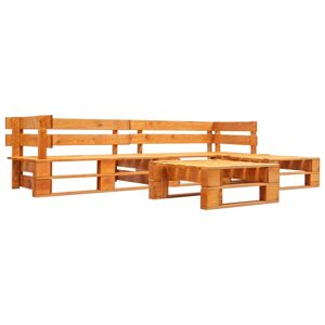 vidaXL Set muebles de palés de jardín 4 pzas madera marrón miel