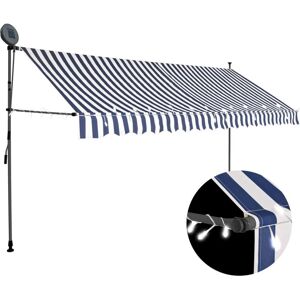 vidaXL Toldo manual retráctil con LED azul y blanco 350 cm