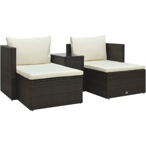 vidaXL Set muebles de jardín 5 piezas y cojines ratán sintético marrón