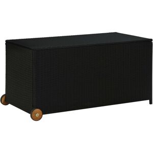 vidaXL Caja de almacenaje de jardín ratán sintético negro 120x65x61 cm