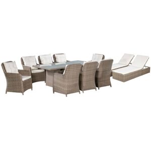 vidaXL Set de muebles de jardín 11 piezas ratán sintético marrón