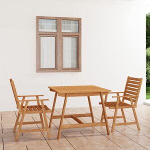 vidaXL Juego de comedor para jardín 3 piezas madera maciza de acacia