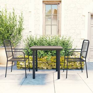 vidaXL Set de comedor de jardín de 3 piezas vidrio y acero negro