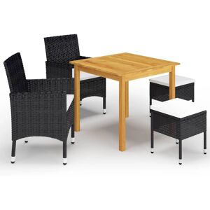 vidaXL Juego de comedor de jardín de 5 piezas negro