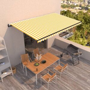 vidaXL Toldo retráctil automático amarillo y blanco 500x350 cm