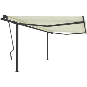 vidaXL Toldo retráctil automático con postes crema 4x3,5 m