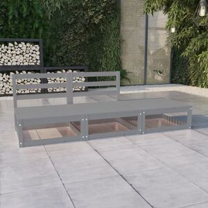 vidaXL Juego de muebles de jardín 3 piezas gris madera maciza de pino