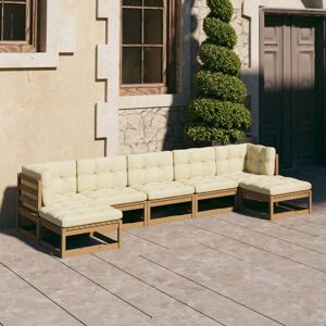 vidaXL Set de muebles de jardín 7 pzs cojines madera pino marrón miel