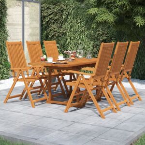 vidaXL Juego de comedor de jardín 7 piezas madera maciza de acacia