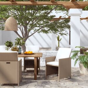 vidaXL Sillas de jardín con cojines 4 unidades ratán sintético beige