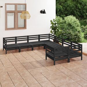 vidaXL Juego de muebles de jardín 8 pzas madera maciza de pino negro