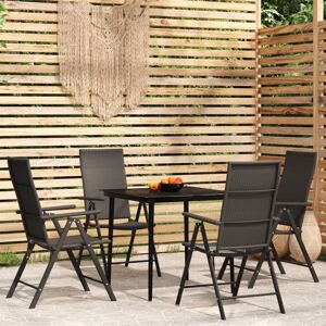 vidaXL Juego de comedor para jardín 5 piezas negro