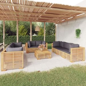 vidaXL Juego muebles de jardín 9 piezas y cojines madera maciza teca