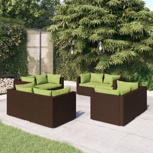 vidaXL Set sofás de jardín 8 piezas y cojines ratán sintético marrón