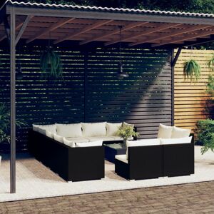 vidaXL Set de muebles de jardín 13 pzas cojines ratán sintético negro