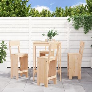 vidaXL Set de mesa y taburetes altos jardín 5 pzas madera maciza pino