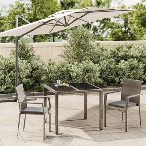 vidaXL Set comedor de jardín 3 piezas con cojines ratán sintético gris