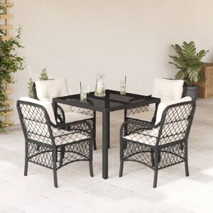 vidaXL Set de muebles jardín 5 pzas con cojines ratán sintético negro