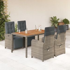 vidaXL Set comedor de jardín 5 piezas con cojines ratán sintético gris