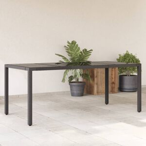 vidaXL Mesa de jardín superficie de vidrio ratán PE negro 190x90x75 cm