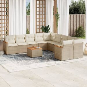 vidaXL Set de sofás de jardín 11pzas con cojines ratán sintético beige