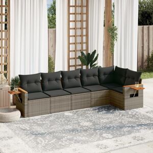 vidaXL Set de muebles de jardín 6 pzas y cojines ratán sintético gris