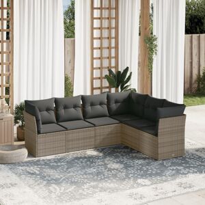 vidaXL Set de muebles de jardín 6 pzas y cojines ratán sintético gris