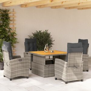 vidaXL Set comedor de jardín 5 piezas con cojines ratán sintético gris